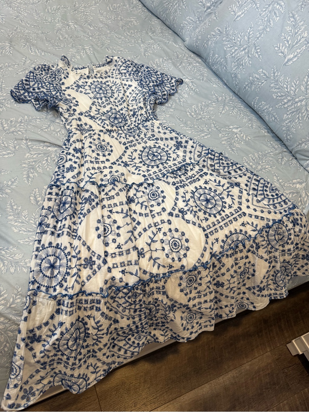 Hayden White Dress With Blue Medallion Print
